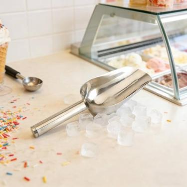 Imagem de Colher de gelo de aço inoxidável, 19 cm de comprimento, para servir gelo, produtos secos e alimentos (prateado)