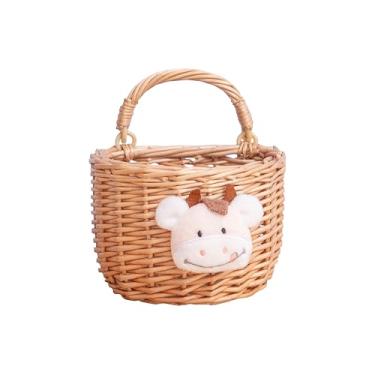 Imagem de SHCMSADO Cesta de parede pendurada em vime, cesta suspensa de tecido, cestas de porta para flores na porta da frente, organizador de parede para entrada, cozinha, sala de estar, jardim, decoração de