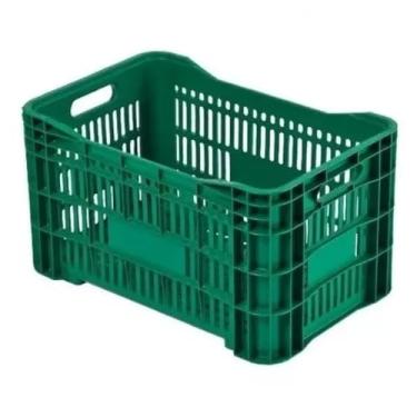 Imagem de Kit Caixas Plásticas Empilháveis Vazadas Colorida – Ideal para Hortifruti Compras Frutas e Verduras(Verde,1 caixa)