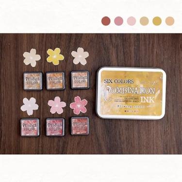 Imagem de 6 cores mini borrões de tinta para carimbos à base de água Halo Dye Stamp Pad para scrapbook, papel faça você mesmo, artesanato para scrapbook, suprimentos para adultos