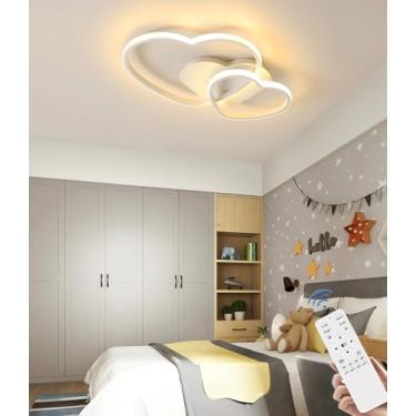 Imagem de Luminária de teto LED moderna com desenho animado, dimerizável, ideal para sala de estar, quarto e sala de jantar. Possui temperatura de cor ajustável e é perfeita para iluminação embutida.