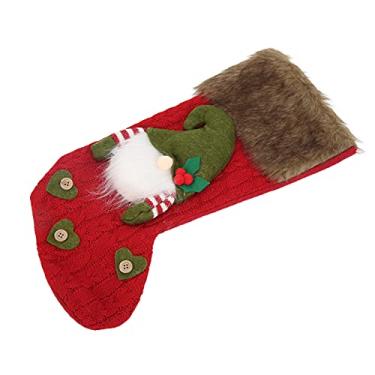 Imagem de ZJchao Meia de Natal, Padrão de Boneca Sem Rosto, Acessórios Decorativos Vermelhos Com Acabamento Fino, para Porta de Parede, Lareira, Decoração de árvore de Natal