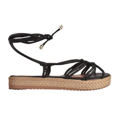 Imagem de sandalia feminina flatform confortavel amarrar  amarração - Fusiontech
