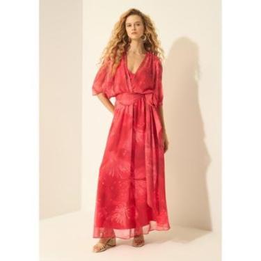 Imagem de Vestido Longo Com Mangas Curtas E Sobreposição-Feminino