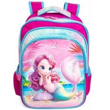Imagem de Mochila Escolar Infantil Criança Alto Relevo Grande 3D-Feminino