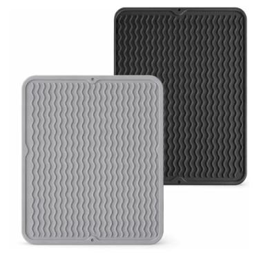 Imagem de Tapete Escorredor de Louça de Silicone Descanso de Panelas Resistente Balcão Pia de Cozinha Forro de Geladeira Gaveta