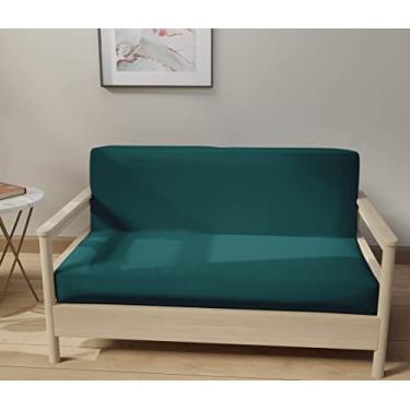 Imagem de LANE LINEN Capas Futon tamanho casal, 100% algodão, capa de colchão de tamanho casal para sofá-cama futon, capa de sofá dobrável sem braços, capa de sofá com zíper - azul-petróleo