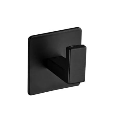 Imagem de 1-4 pçs adesivo forte gancho de parede adesivo pendurar roupas cabide chuveiro roupão cozinha banheiro toalha gancho suporte (preto, 1 peça)