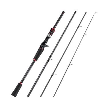 Imagem de Vara de pesca de 1,8 m vara de fundição 4 seções vara de pesca de carbono alça de EVA para robalo de água doce e salgada varas de pesca (preto)