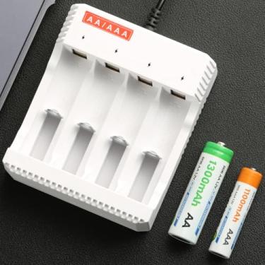 Imagem de Carregador de bateria AA/AAA com compartimentos 8/4/3, adequado para baterias recarregáveis NiMH/NiCd, carregamento rápido USB, slots independentes, carregamento inteligente, estende a vida útil da
