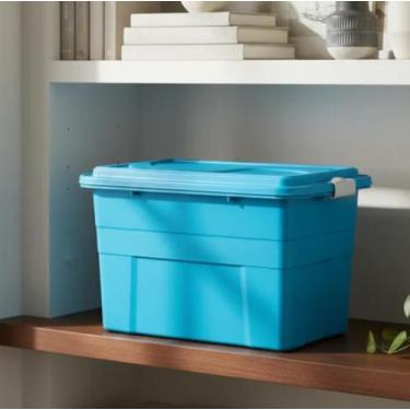 Imagem de Caixa Organizadora Multiuso Plástica 70L com Tampa e trava Resistente 