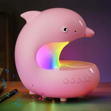 Imagem de Luocute Abajur Em Formato de Golfinho, Carregamento Rápido Sem Fio de 15 W Com 3 Temperaturas de Cor e 8 Efeitos RGB, Alto-falante BT, Controle Remoto, para Decoração de Quarto (Versão recarregável)