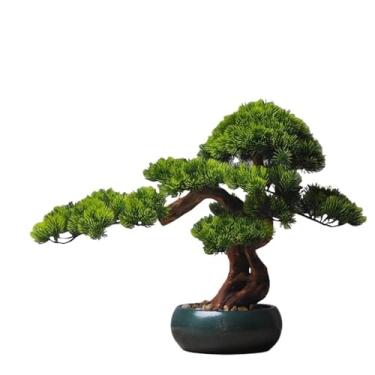 Imagem de Plantas falsas simulação de pinheiro com vaso verde, decoração de mesa
