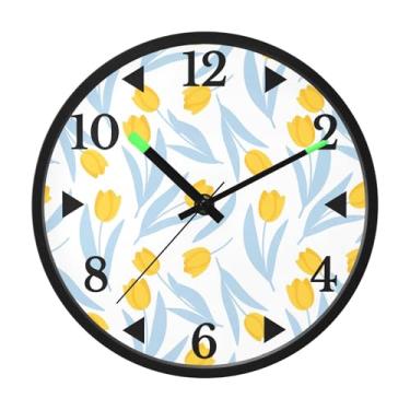 Imagem de STAYTOP Lindas flores vintage relógio de parede LED para quarto com brilho noturno, relógios de parede silenciosos de 30 cm para decoração de sala de estar, controle de som, relógio de parede moderno