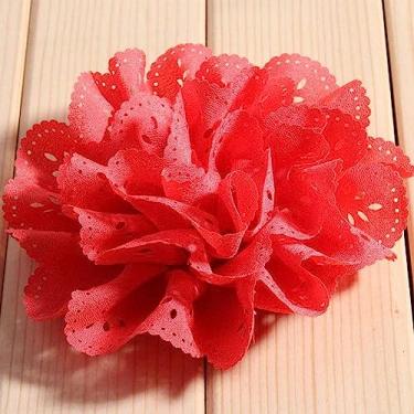 Imagem de 5 peças/lote 10 cm 20 cores tecido artificial macio chiffon flor acessórios para, pêssego
