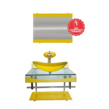 Imagem de Gabinete de Vidro 70cm para banheiro Holanda  - EKASA, Amarelo