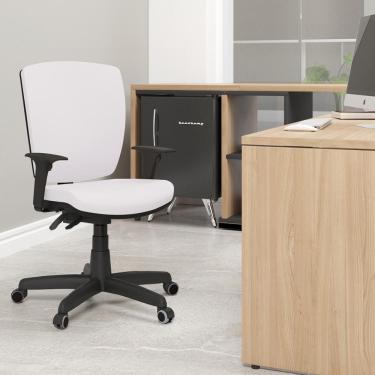 Imagem de Kit 02 Cadeiras de Escritório Diretor Office Giratória Preto Alta Flexi P03 Vinil Branco - Lyam