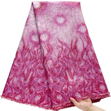 Imagem de ZhenGuiRu Tecido de renda africana 5 metros, tecido de renda brocado jacquard bordado francês para costura de festa de casamento
