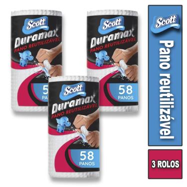 Imagem de 3 Rolos de Toalha Pano Reutilizável Scott Duramax 58 pç cada
