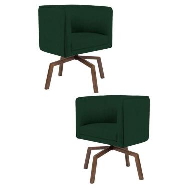 Imagem de Kit 2 Poltronas  Base Ka Madeira Betina Veludo Verde Musgo
