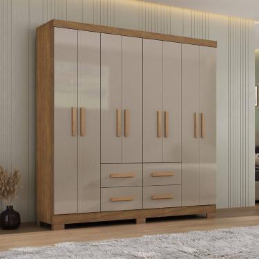 Imagem de Guarda Roupa Casal 8 Portas 4 Gavetas com Pes Itapema Atualle