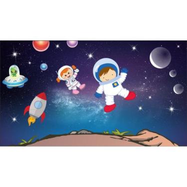 Imagem de Painel De Lona Astronauta Espaço Cute - Fabrika de Festa, 150x100cm