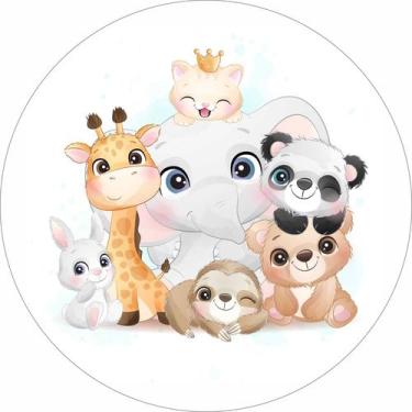 Imagem de Painel de Lona Redondo  Animais Cute Realeza - Fabrika De festa, 160x1