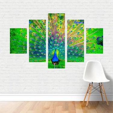 Imagem de Quadro em tela Canvas  Pavão Indiano Colorido Ave  110x65