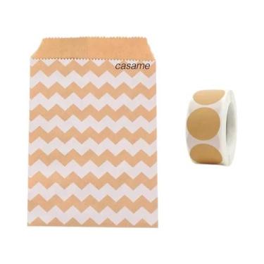 Imagem de Sacos De Papel Kraft Marrom 25un Com Bolinhas Brancas Para Embalagem D