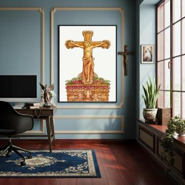 Imagem de Quadro Decorativo Jesus Cristo Crucifixo - 70X50Cm - Quadros On-Line