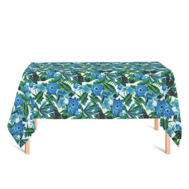 Imagem de Toalha de Mesa Retangular em Tecido Jacquard Estampado Tucano Azul, 1,
