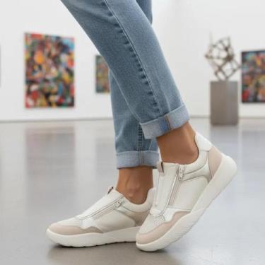 Imagem de Tênis Feminino Casual Slip On Off White Com Zíper Picaddilly - Piccadi