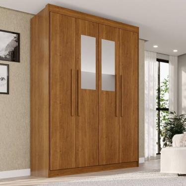 Imagem de Guarda-roupa com Espelho 4 Portas 3 Gavetas 100% Mdf Veneza Cinamomo