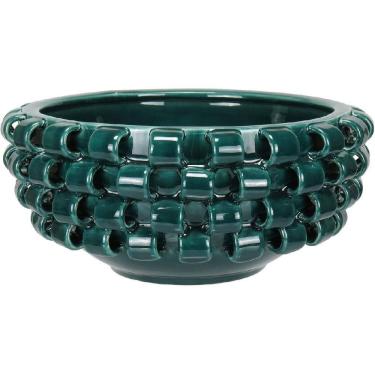 Imagem de CENTRO MESA DECORATIVO FRUTEIRA HOME&CO CERÂMICA 14x30x30cm AZUL PETROLEO