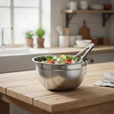 Imagem de Bowl Inox 26cm Tigela Aço Inoxidável Resistente Cozinha - Top Rio