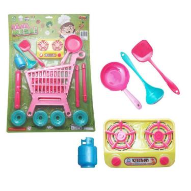 Imagem de Brinquedo Tá Na Mesa Carrinho De Mercado+ Acessórios Cozinha