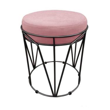 Imagem de Puff Multiuso Com Mesa 2 Em 1 Suede Rose Base Preto - DROSSI