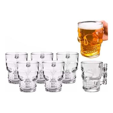 Imagem de Jogo de Canecas Caveira de Vidro 460ml com 6 Peças Bar Hauskraft