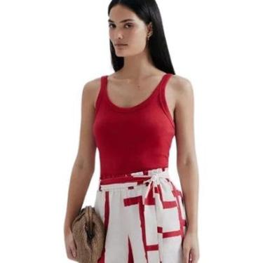 Imagem de Blusa Hering Básica Feminina Slim Em Ribana Canelada Vermelho-Feminino
