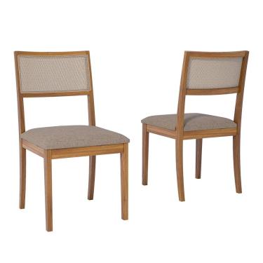 Imagem de Jogo 2 Cadeiras para Sala de Jantar Kiwi Natuame Madeira/Linho bege
