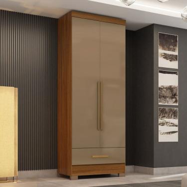 Imagem de Guarda Roupa 100% Mdf 2 Portas 1 Gaveta Smart Plus Espresso Móveis Cinamomo Cappuccino
