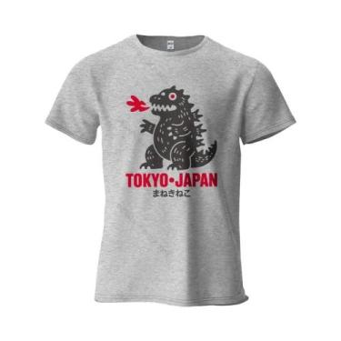 Imagem de Camiseta Masculina Oversized De Algodão Com Estampa De Dinossauro De T