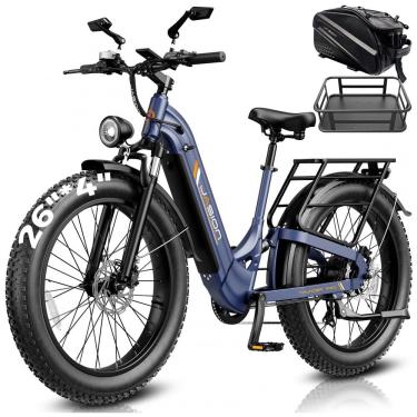 Imagem de Bicicleta elétrica Jasion Thunder PRO ST azul safira pneus 26x4 motor 1200W nominal 200...