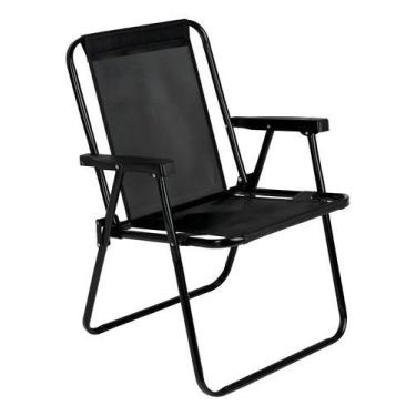 Imagem de Cadeira De Praia Alta Aço Preta Mor 2059