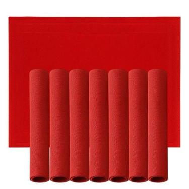 Imagem de Jogo 8 Lugar Americano Retangular Mesa Pvc Vermelho Executivo 30x45cm 