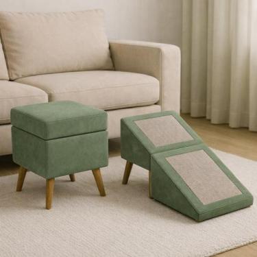Imagem de Rampa Pet 2 em 1 Dobrável Puff Escada para Cachorro e Gato P01 Cor:Ver