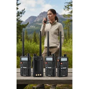 Imagem de 2x Kit 4 Walkie Talkie Dual Band VHF/UHF Preto - Congratulations Store