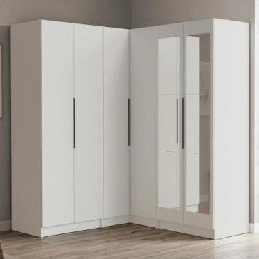 Imagem de Guarda-Roupa Modulado de Canto 350 cm 6 Portas com Espelhos 4 Gavetas 