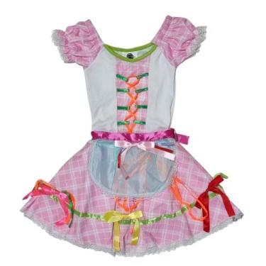 Imagem de Vestido Junino Florista Infantil - Jade Fashion, M Rosa Xadrez
