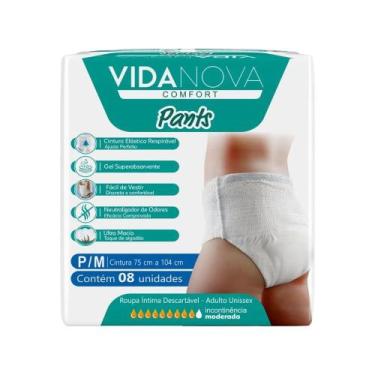 Imagem de Roupa Íntima Adulto Vida Nova Pants P/M com 8 unidades